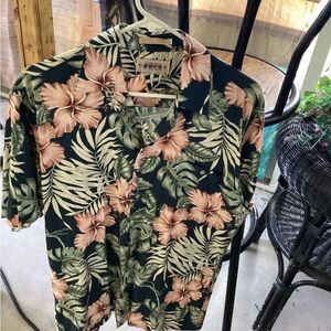 Men's Floral Hawaiian Shirt - Black